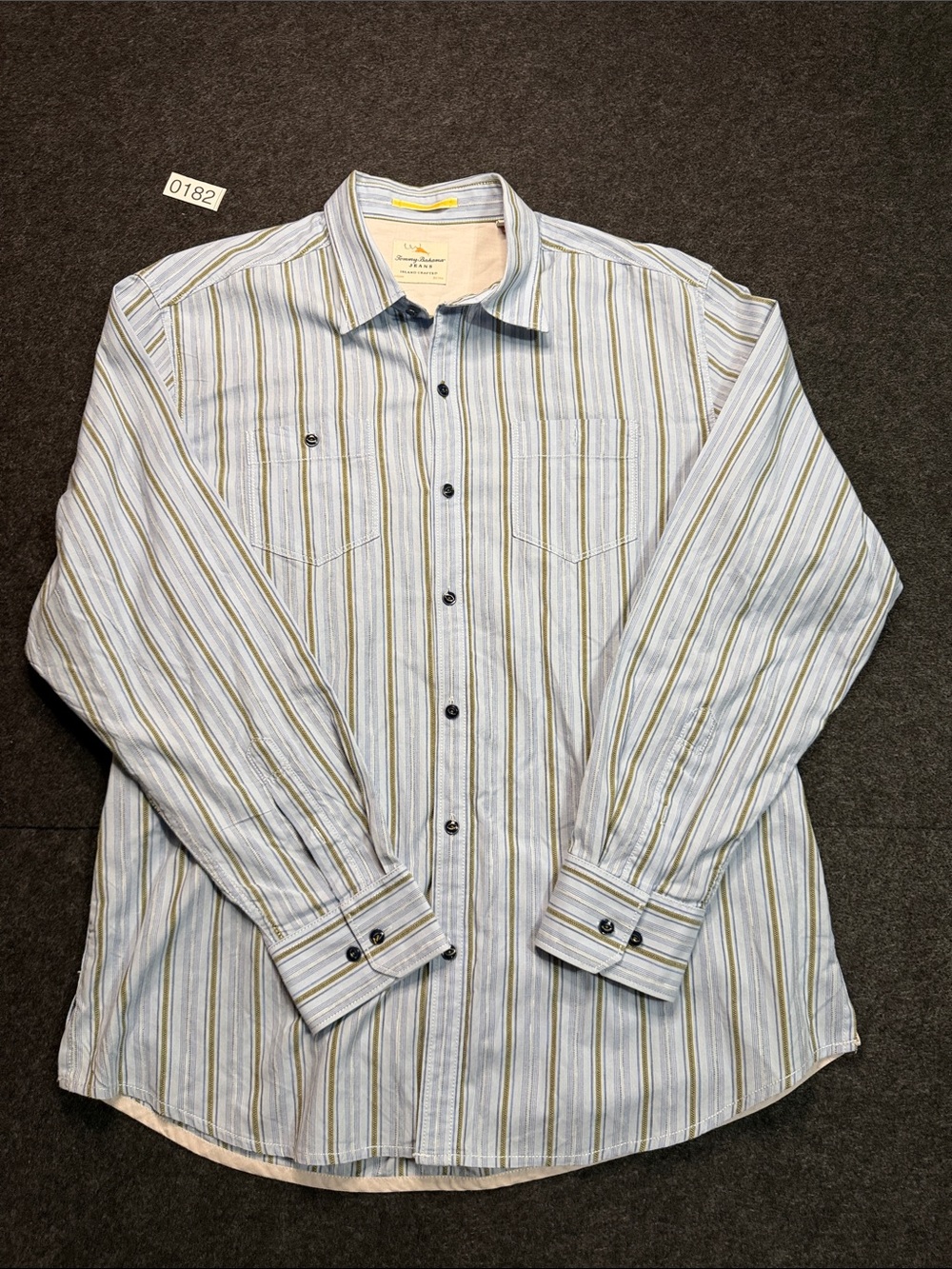 Tommy Bahama Light Blue, White & Yellow Striped Button-Down Shirt